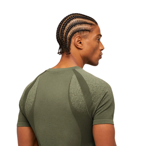 T-shirt de compression pour homme à texture fine, col rond, manches raglan courtes, coupe sculptée, séchage rapide, couche de base d'entraînement, fournisseur OEM personnalisé - Product Image 4