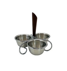 New Arrival Stainless Steel and Wood Condiment Caddy Mid Century Relish Dish with Teak <b>Handle</b> for Stylish Serving - Product Image 1