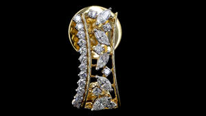 Boucles d'oreilles verticales de créateur en diamants de laboratoire avec diamants marquise et ronds en or jaune |   Vêtements de soirée de luxe - Product Image 4