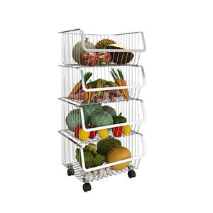 Panier de rangement en métal à 4 niveaux de haute qualité à prix avantageux pour la cuisine, conteneurs en maille polyvalents pour fruits et légumes - Product Image 3