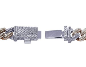 Premium Dual Tone Silver Plated Cuban <b>Chain</b> with Moissanite Diamonds Trendy <b>Iced</b> <b>Out</b> Necklace Mens Fashion Hip Hop - Product Image 6