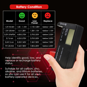 Probador de Baterías Digital Universal con Pantalla LCD para AA, AAA, C, D, 9V, 1.55V, Pilas de Botón, 3.7V, 18650, 21700, Baterías de Litio - Product Image 2