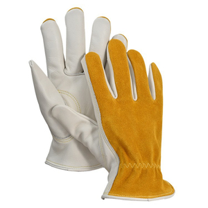 Gants de sécurité en cuir blanc et marron, résistants aux chocs, respirants, texture lisse, résistants à l'abrasion, antidérapants, avec manchette droite - Product Image 3