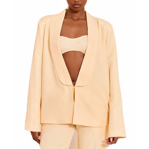 Blazer élégant pour femme, coupe décontractée, col châle, devant ouvert, couleur ivoire, idéal pour le bureau et les affaires, vente en gros OEM ODM sur mesure - Product Image 1