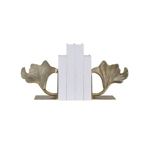 <b>Leaf</b> Design Bookends In Aluminium Gold Color <b>Books</b> Rack With Exclusive Quality Bookends For Office And Library Use - Product Image 1