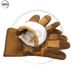 Guantes de Trabajo de Cuero Marrón Industriales y de Uso General con Palma Reforzada, Doble Costura, Protección para el Pulgar, Puño Elástico Extendido y Puño de Lona - Product Image 2
