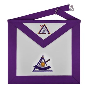 Delantal del Consejo Maestro Ilustre con Bordado a Máquina de Cinta Morada - Product Image 1