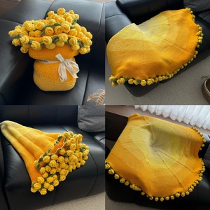 <strong>Crochet</strong> <strong>Blanket</strong> Flower Bouquet, Handmade <strong>Crochet</strong> Rose Bouquet <strong>Blanket</strong>, <strong>for</strong> Her Valentines Gift Mothers Day Gift Wedding Gift - Product Image 4