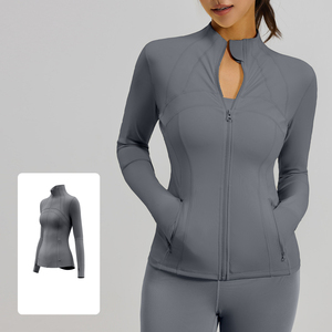 Factory Seamless 4 Way Stretch Active <b>Jacket</b> Women High Collar Zip Up Second Skin Feel Running <b>Workout</b> Long Sleeve Top - Product Image 3