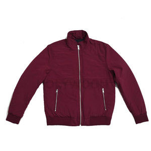 Men's Maroon Bomber <b>Jacket</b> Stand Collar Zipper Closure Casual Polyester <b>Fleece</b> <b>Lined</b> Autumn Wear - Product Image 5