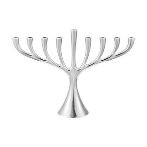 Ménorah Hanouka Moderne en Argent à 9 Brins, Chandelier en Métal Aluminium, Porte-Bougie Conique de Luxe pour Fêtes Juives, Mariages et Décoration de Fêtes - Product Image 3