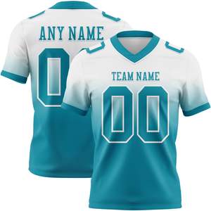 Maillot de football blanc personnalisé en maille turquoise, authentique, effet délavé, coupe ample, court et oversize, style mode - Product Image 1