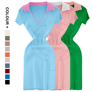Knit Jumper <b>Dresses</b> Green Pink Strapless Sweet Sleeveless T-Shirt <b>Dress</b> Digital Printing Sorority Apparels Sweater Button - Product Image 1