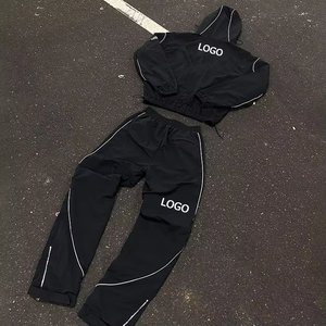 Chaqueta Cortavientos y Pantalones de Nailon con Logotipo Reflectante Personalizado de Fábrica OEM, Conjuntos Deportivos Cortavientos para Hombre - Product Image 3