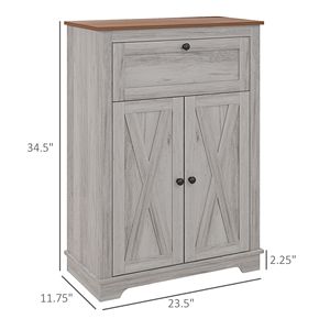 "Large Capacity Farmhouse <b>Sideboard</b> <b>Storage</b> Cabinet with Doors & Drawer for Kitchen & Living Room Light Gray 23.5"x11.75"x34.5"" - Product Image 3