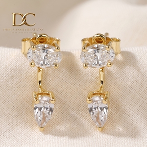 Elegantes Pendientes de Diamantes Cultivados en Laboratorio con Certificación IGI, Oro Amarillo Sólido de 14 Quilates, Corte Pera Brillante, Joyería Personalizada para Mujer - Product Image 2