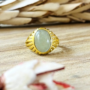 Anillos de Prehnita con Estilo Bohemio de Primera Calidad, Joyería de Latón para Mujer, Anillo de Moda con Baño de Oro de 18k - Product Image 1