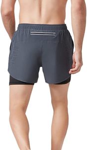 Custom Logo Men's Double <b>Layer</b> Blank Sports Athletic Workout Running Gym Shorts With Liner Breathable 2 In 1 Activewear Shorts - Product Image 3