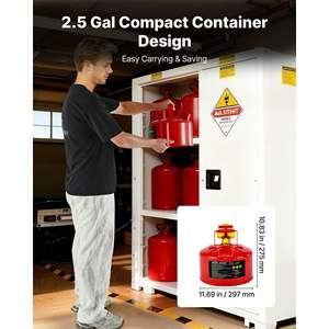 Tanica per Carburante di Sicurezza Tipo I da 2,5 Galloni, Rossa, in Acciaio Inox, Contenitore per Liquidi Infiammabili con Coperchio Autochiudente, Accessori per Tosaerba - Product Image 4