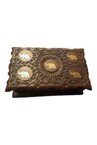 Hand Carved Wooden Jewelry Organizer <b>Box</b> Elephant Pattern Storage Case Decorative <b>Keepsake</b> <b>Box</b> for Home Display - Product Image 3