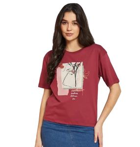 Camiseta de Algodón Puro de Manga Corta con Cuello Redondo para Mujer, Antibolitas, Prelavada, Ecológica, con Logotipo Serigrafiado y Bordado Personalizado - Product Image 3