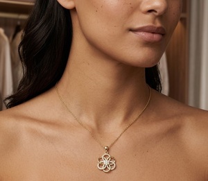 Dainty Floral Diamond Pendant Necklace 14K/18K Pure White Gold Flower Halo Necklace Lab Grown Diamond Jewelry Gift for Women - Product Image 6