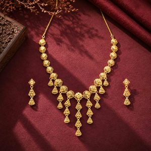 สร้อยคอแฟชั่นชุบทอง 14K18K24K แบบไมครอน ดีไซน์ตุรกี ชุดเครื่องประดับเจ้าสาว สไตล์ดูไบ ชุดเครื่องประดับแบบดั้งเดิม ขายส่ง - Product Image 3