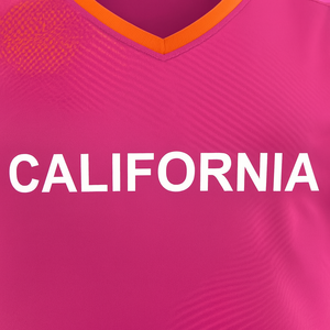 California <b>Soccer</b> Jersey Set Pink V-Neck Short Sleeve Moisture Wicking Unisex Adult Athletic Wear Sublimated Print - Product Image 5