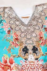 Hot Sale Designer Turkish Style <b>Kaftan</b> Women Polyester Handmade Batwing Sleeves V Neck Regular Fit Flared Hem Spring/Autumn - Product Image 3