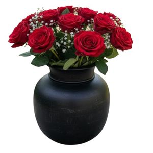 Florero Redondo Moderno de Bambú Negro Estilo Art Deco para Decoración de Mesa de Salón, Hogar y Bodas - Product Image 1