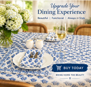 Ensemble de 4 sets de table et serviettes bohèmes imprimés à la main, 100 % coton, motif floral bleu, pour décoration de table à manger, en tissu lavable - Product Image 5