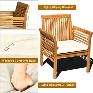 Ensemble de salle à manger en bois d'acacia pour l'extérieur, pour patio, balcon, jardin - Meubles de salon durables en 4 pièces - Product Image 5