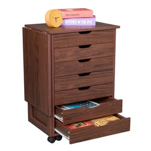 Armadietto Portadocumenti in Legno MDF e PVC Marrone Scuro con Sette Cassetti - Product Image 6
