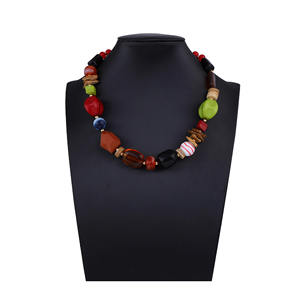 Handmade Vintage Geometric Fashion Resin Beaded <b>Necklace</b> Unisex Unique Colorful <b>Statement</b> Jewelry Elegant Party Wear Lightweight - Product Image 1