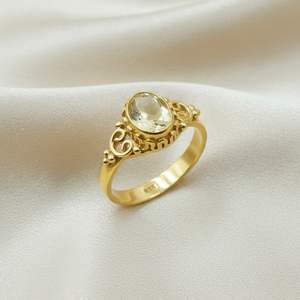 แหวนเงินแท้ 925 ประดับพลอยซิทริน ดีไซน์ลายม้วนแบบโบโฮ งานแฮนด์เมด สไตล์วินเทจ รูปทรงวงรี ของขวัญสำหรับผู้หญิง ของขวัญวันครบรอบสำหรับภรรยา - Product Image 4