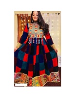 Robes Kuchi Afghanes Traditionnelles Tribales Vintage en Dentelle Écologique Longues Manches Longues en Modal pour Fête, Vibrantes et Boutonnées