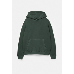 VINTAGE BROWN New High Quality Longsleeve Wide fit <b>Acid</b> Washed <b>Dropped</b> Shoulders Ribbed Cuffs and Hem Cropped Pullover Hoodie - Product Image 3