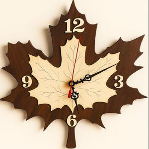 Reloj de Pared de Madera con Forma de Hoja Creativa de Lujo, Reloj de Pared Decorativo con Diseño Natural para Decoración del Hogar - Product Image 1