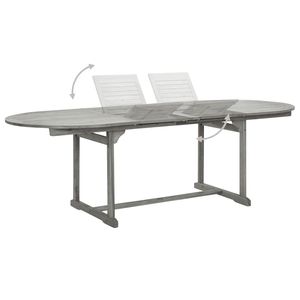 Conjunto de Comedor de Jardín de Madera de Acacia Gris Sólido con Acabado Lavado Gris, Muebles de Patio - Product Image 5