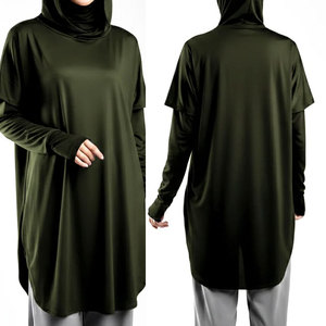Summer Wear Athletic Sports Yoga <b>Top</b> <b>Longline</b> Curved Design Women Seamless Quick Dry Stretchable Oversize <b>Long</b> <b>Sleeve</b> Shirt - Product Image 3