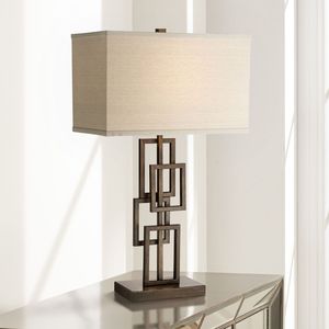 Modern Minimalist Metal LED Table <b>Lamp</b> with Beige Fabric Round Shade for Bedroom Decor - Product Image 3