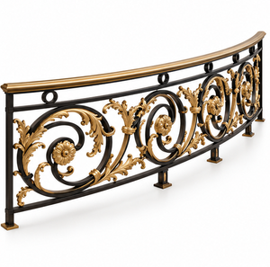 Rampe d'escalier en bronze à motifs d'acanthe, balustrade pour hôtels de luxe, villas, escaliers courbes, élégant intérieur architectural Jansons - Product Image 3