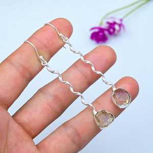 Citrine Rough Gemstone Handmade 925 <b>Sterling</b> <b>Silver</b> <b>Drop</b> Dangle <b>Earrings</b> Natural Jewelry Gift For Love - Product Image 1