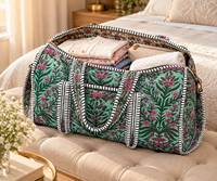 Sac de voyage de luxe Le Souvenirs en coton durable à imprimé floral avec fermeture éclair, grande capacité