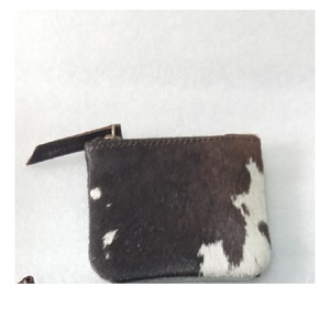 Nueva Cartera Monedero Pequeña de Cuero Vacuno con Doble Cremallera, Tarjetero de Piel con Pelo, Forro de Poliéster Duradero, para Hombre y Mujer, OEM - Product Image 1