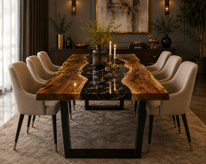 Luxury Epoxy Resin <b>Kitchen</b> Dining <b>Table</b> Solid Walnut Wood River <b>Table</b> Handmade Statement Furniture Elegant <b>Bar</b> Slab - Product Image 2