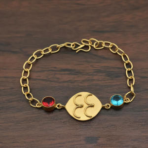 Pulsera de Cadena Chapada en Oro de 18k con Gemas de Granate, Cuarzo y Topacio - Product Image 2