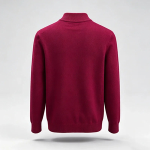 Maßgefertigter OEM Herren Mock Neck Pullover Weinrot Feingestrickter Pullover mit Stehkragen aus Baumwolle - Product Image 2