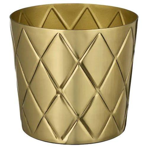 Ensemble de pots à plantes en métal doré luxueux et tendance avec support en bois naturel, pot de plante décoratif moderne pour salon, balcon, bureau - Product Image 4