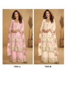 Traje Salwar Chinon Real de Diseñador Gulkayra Inayat en Oferta, con Bordado de Lentejuelas y Trabajo de Espejo Hecho a Mano para Bodas - Product Image 6